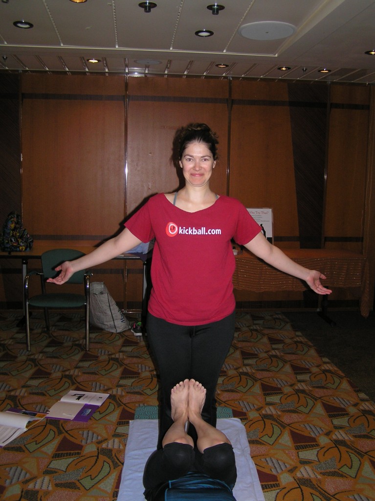 student at thai yoga class